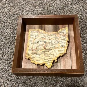 OHIO Box Sign Wall / Shelf  Art Distressed Wood Square State 8 x 8” NWT By Kathy
